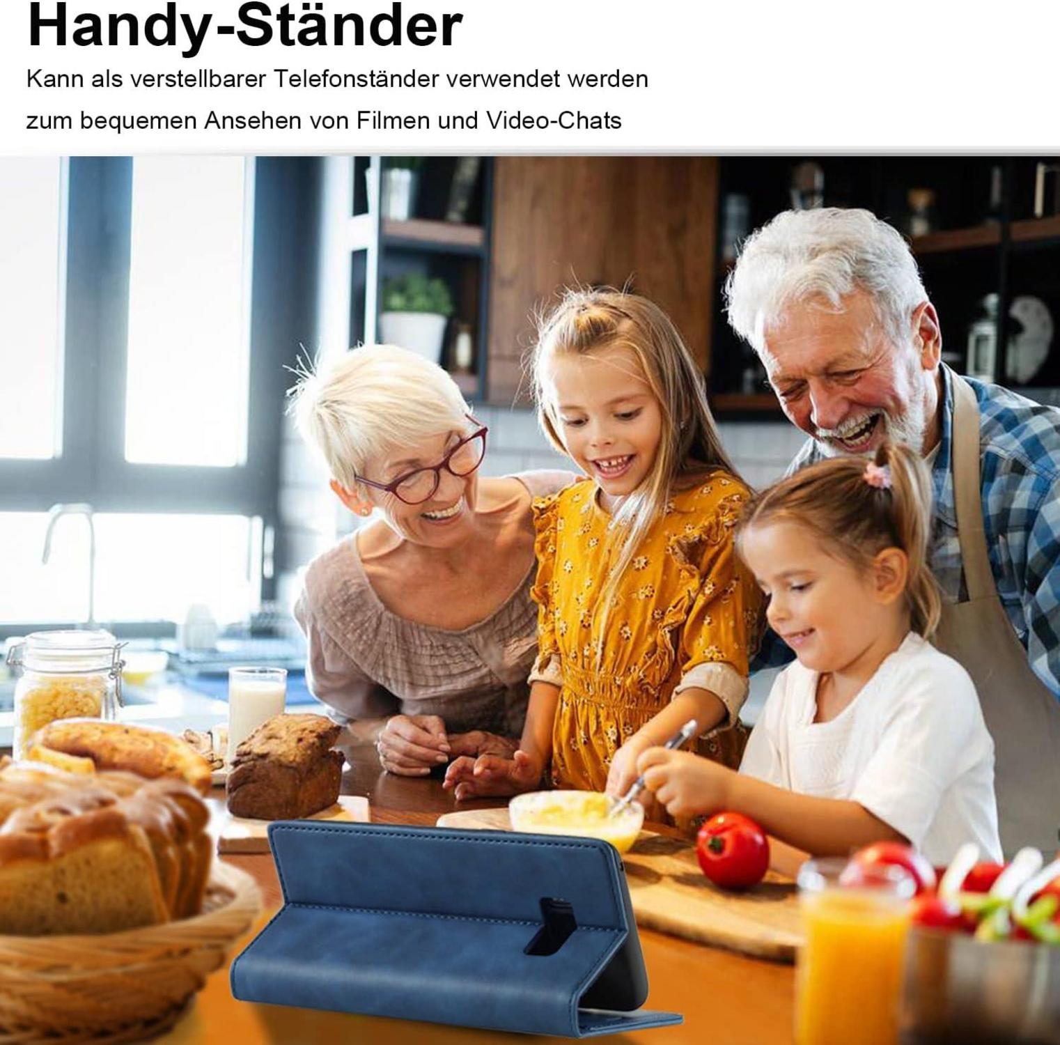 Handyhülle Samsung Galaxy S8 Leder Standfunktion Flip Schutzhülle Blau