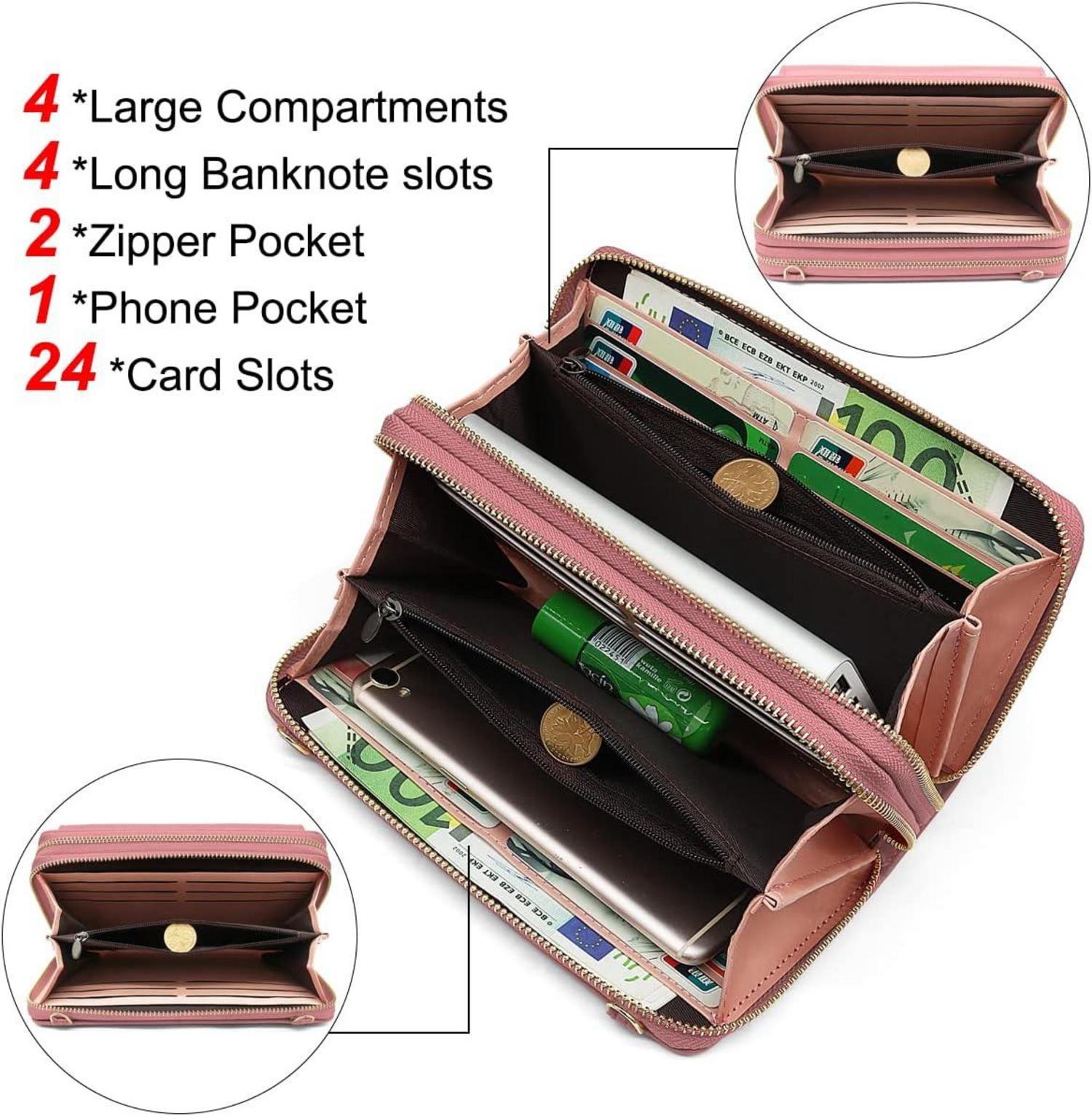 Handytasche Damen RFID Schutz Umhängetasche PU Leder 24