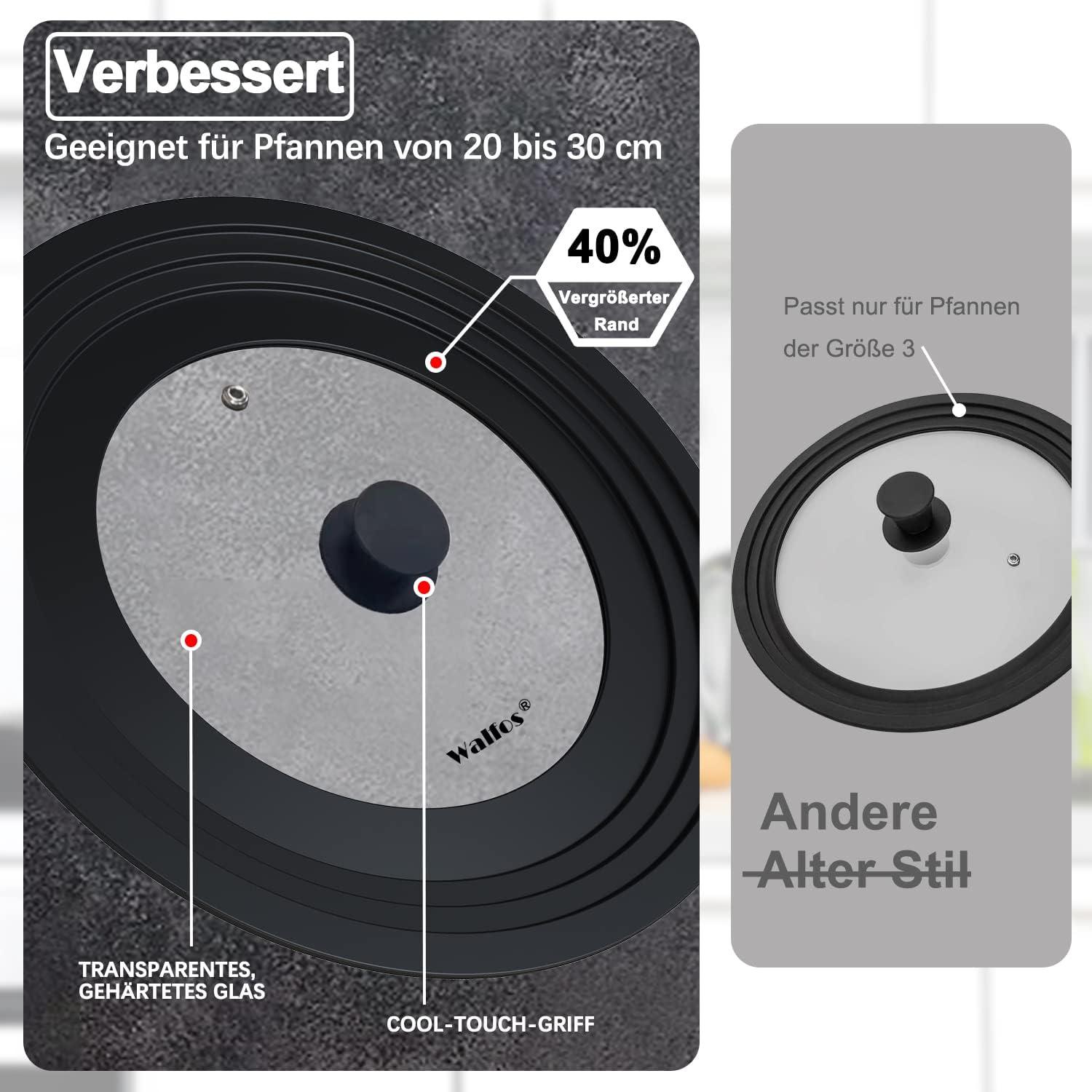Walfos Universaldeckel Ø 30-20cm Glasdeckel für Töpfe und