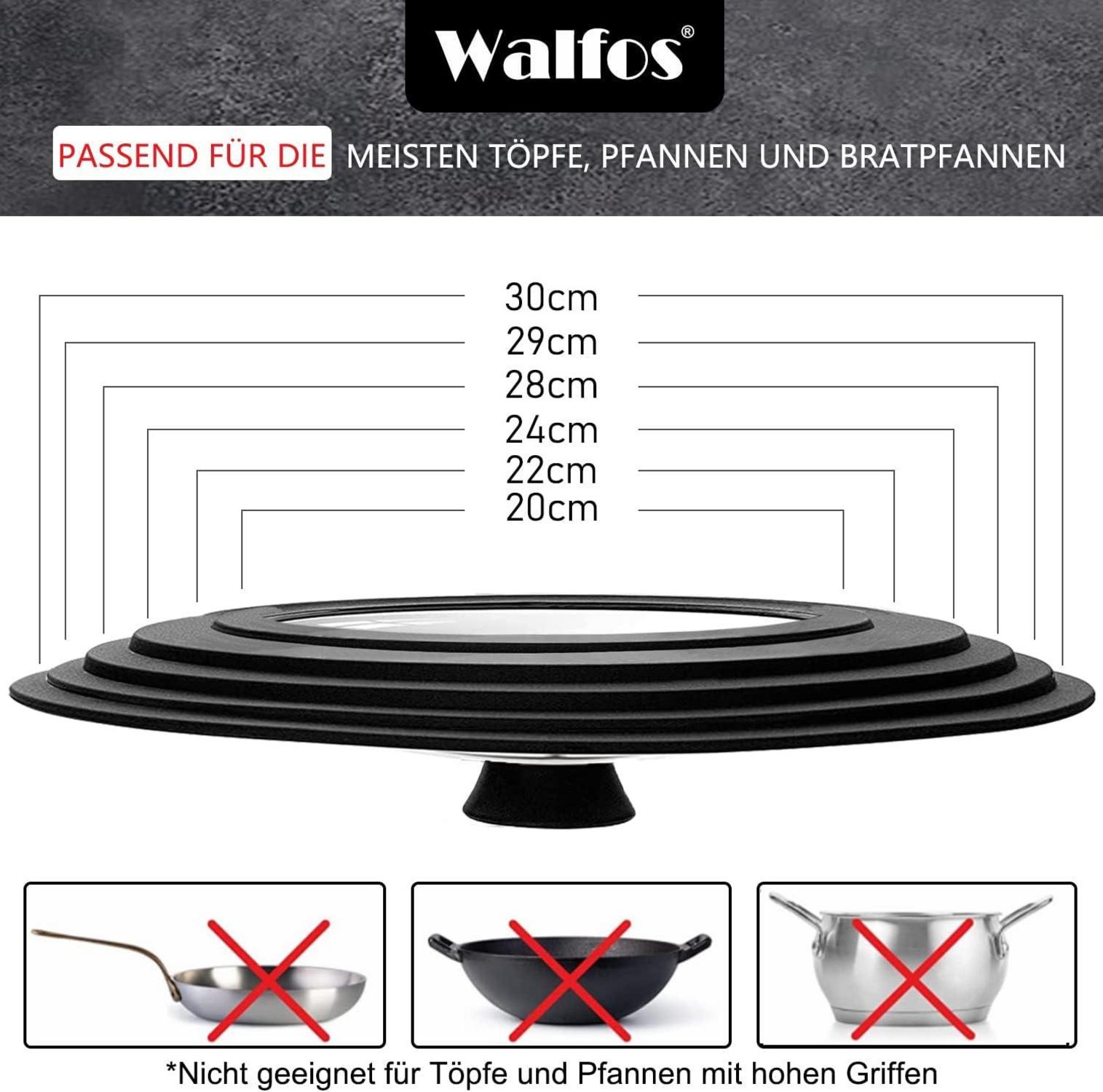 Walfos Universaldeckel Ø 30-20 Glasdeckel für Töpfe und Pfannen, hitzebeständig