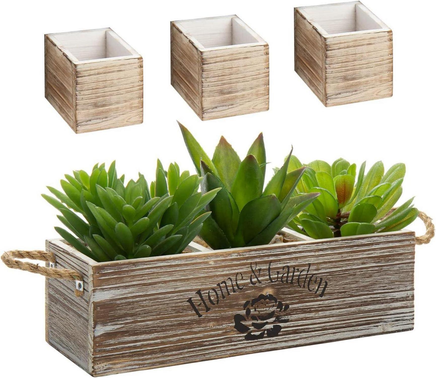 Vintage Holzkiste 3-Fach Ziegelform Unikat 34 cm quadratische
