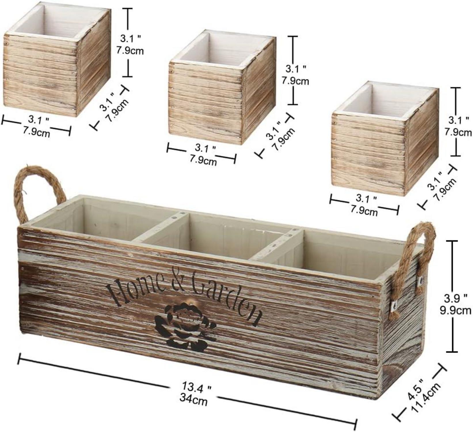 Alte Ziegelform Holzkiste 3-Fach 34 cm Vintage Landhaus Stil