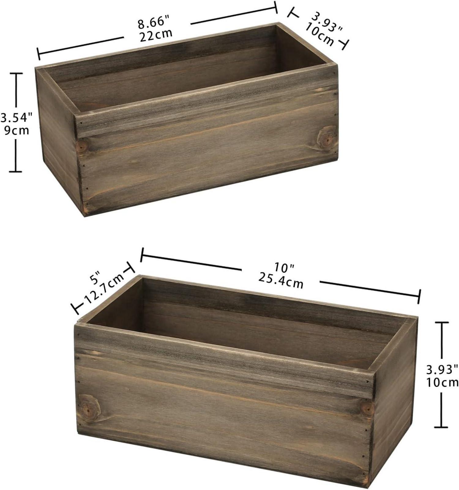 Oairse 2er Set Blumentöpfe aus Echtholz Shabby Vintage Antik