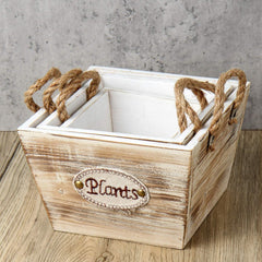 3er Set Pflanzkasten Holz Vintage Shabby Look Garten Terrasse
