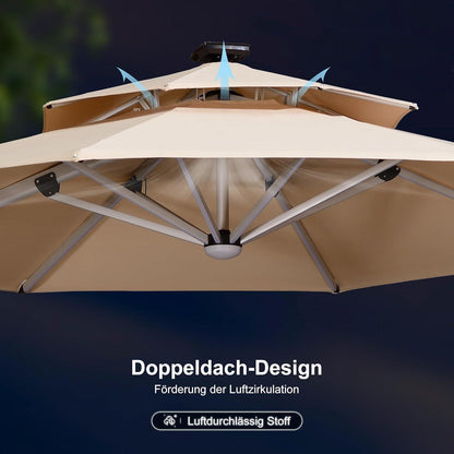 Sonnenschirm LED Beleuchtung Ø 365cm Ampelschirm