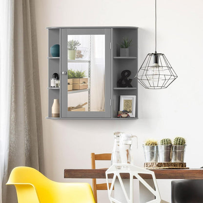 Hängender Spiegelschrank mit Ablagen – Grau, 65x17x63 cm