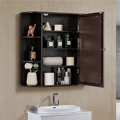 Hängender Spiegelschrank Braun – 65x17x63 cm mit Ablagen