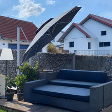 PURPLE LEAF Sonnenschirm 365cm Balkon Ampelschirm UV50+ Grau