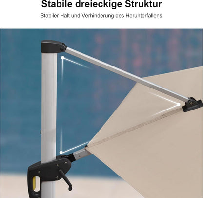 Ampelschirm 400 cm Sonnenschirm Balkon UV50+ Beige