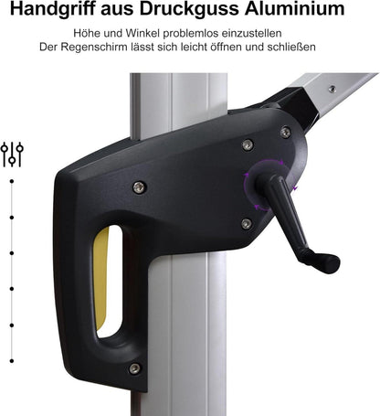 Sonnenschirm 400 cm Ampelschirm UV50+ Kurbel 360° Rotation Bordeaux