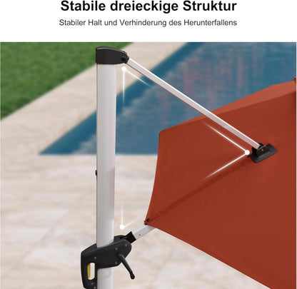 Sonnenschirm 400 cm Ampelschirm UV50+ Kurbel 360° Rotation Bordeaux