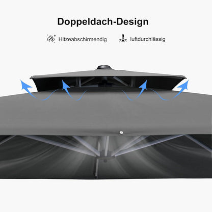 Sonnenschirm Rechteckig 270x365 cm Ampelschirm Groß Stabil