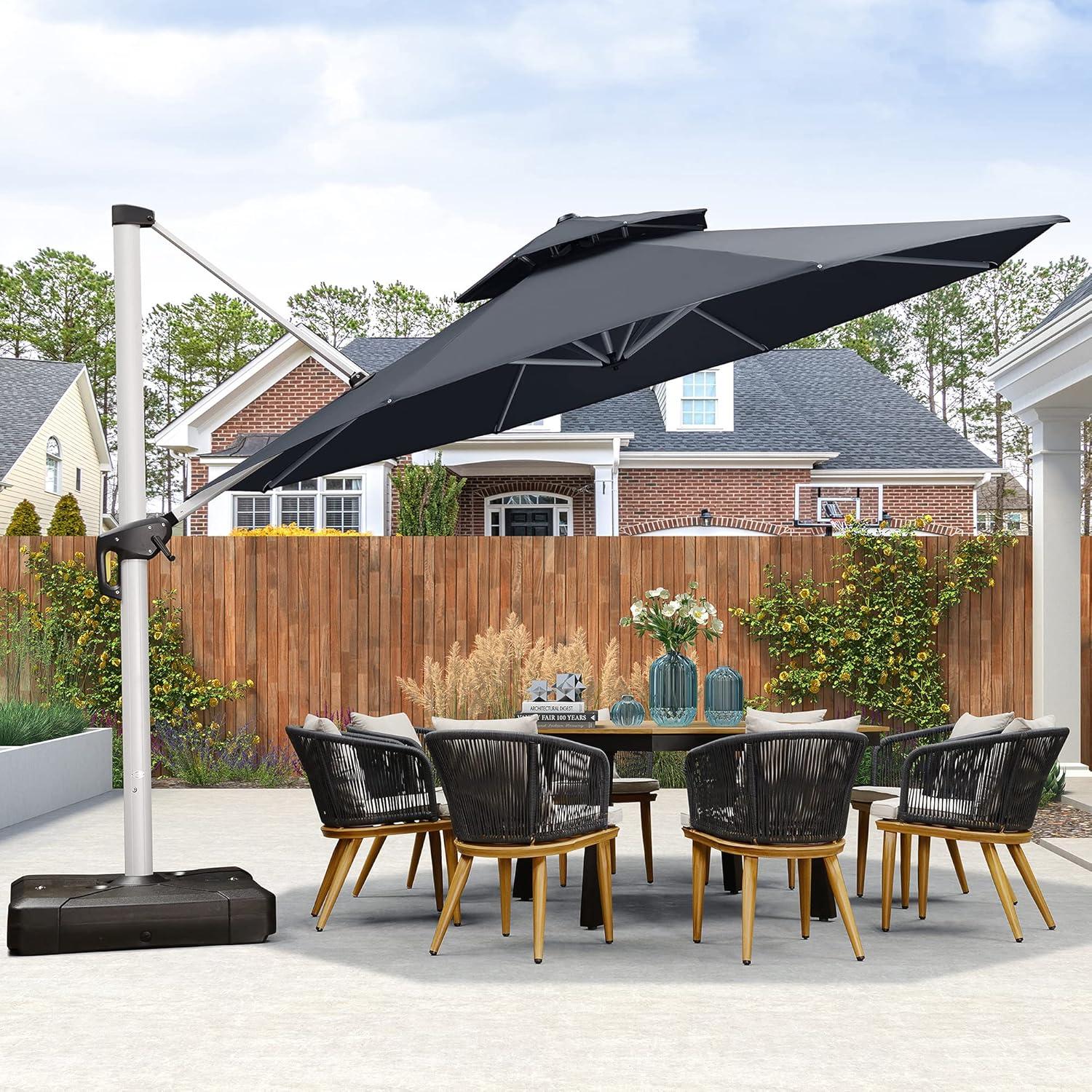 Sonnenschirm Ampelschirm 400 cm Gartenschirm UV50+ Grau