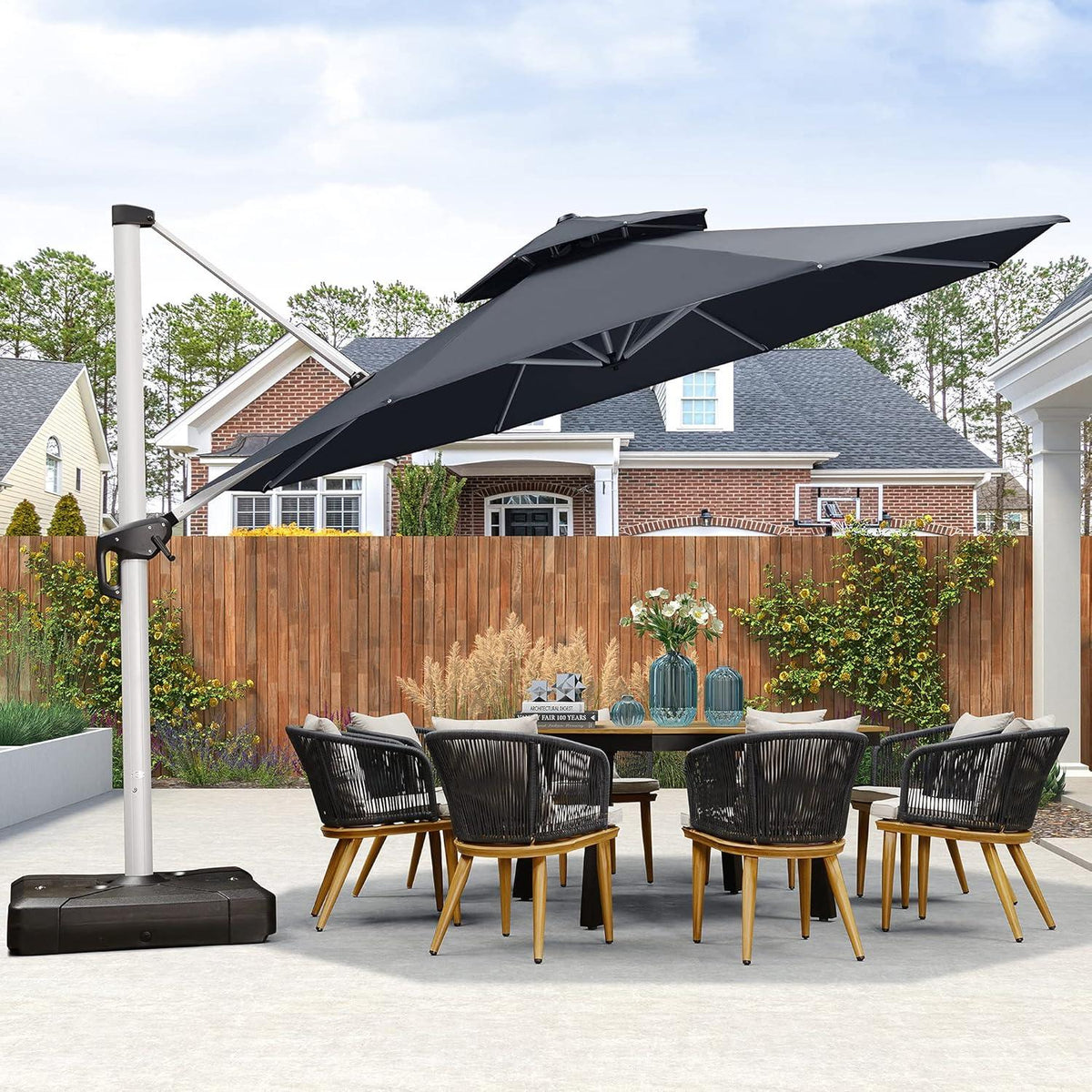 Sonnenschirm Ampelschirm 400 cm Gartenschirm UV50+ Grau