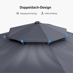 Sonnenschirm Ampelschirm 400 cm Gartenschirm UV50+ Grau