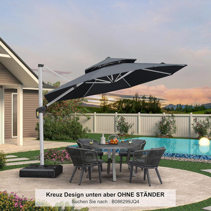 Sonnenschirm Balkon Ampelschirm 330 cm UV50+ Grau
