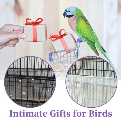 Mngren 2 Stück Vogelkäfig Abdeckung Samenfänger Kordelzug Netz 118x15,7 Zoll