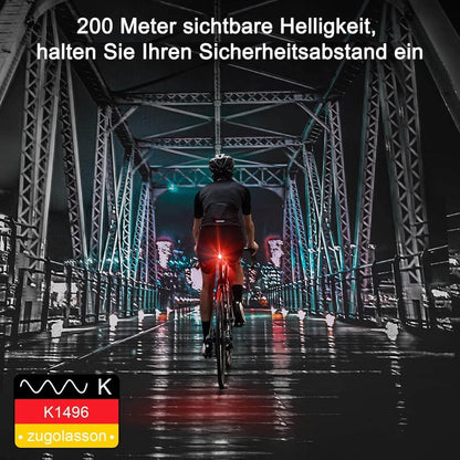 Fahrrad Rücklicht USB-C Aufladbar Batterie LED StVZO IPX4