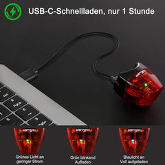 Fahrrad Rücklicht USB-C Aufladbar Batterie LED StVZO IPX4