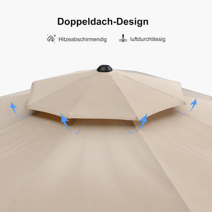 Hochwertiger PURPLE LEAF Sonnenschirm Ampelschirm 330cm Beige