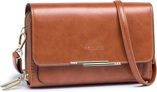 Kleine Damen Umhängetasche Crossbody Schultertasche Ölwachs-gelbbraun