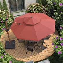 Ampelschirm Sonnenschirm Ø 330 cm Alu Holzoptik Doppeldach Bordeaux