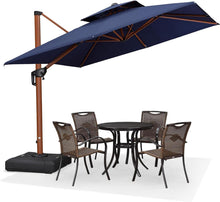 Alu Sonnenschirm 270x270 cm Doppeldach Gartenschirm UV50+ Marineblau