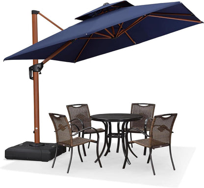 Alu Sonnenschirm 270x270 cm Doppeldach Gartenschirm UV50+ Marineblau