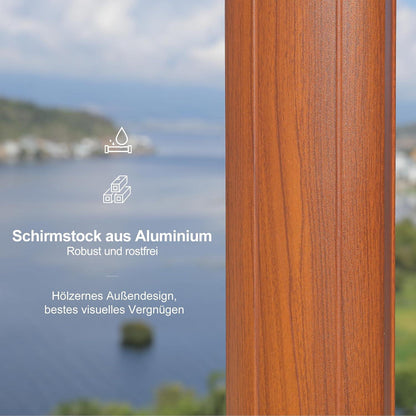 Sonnenschirm Groß Ampelschirm 270 x 270 cm Holzoptik Doppeldach