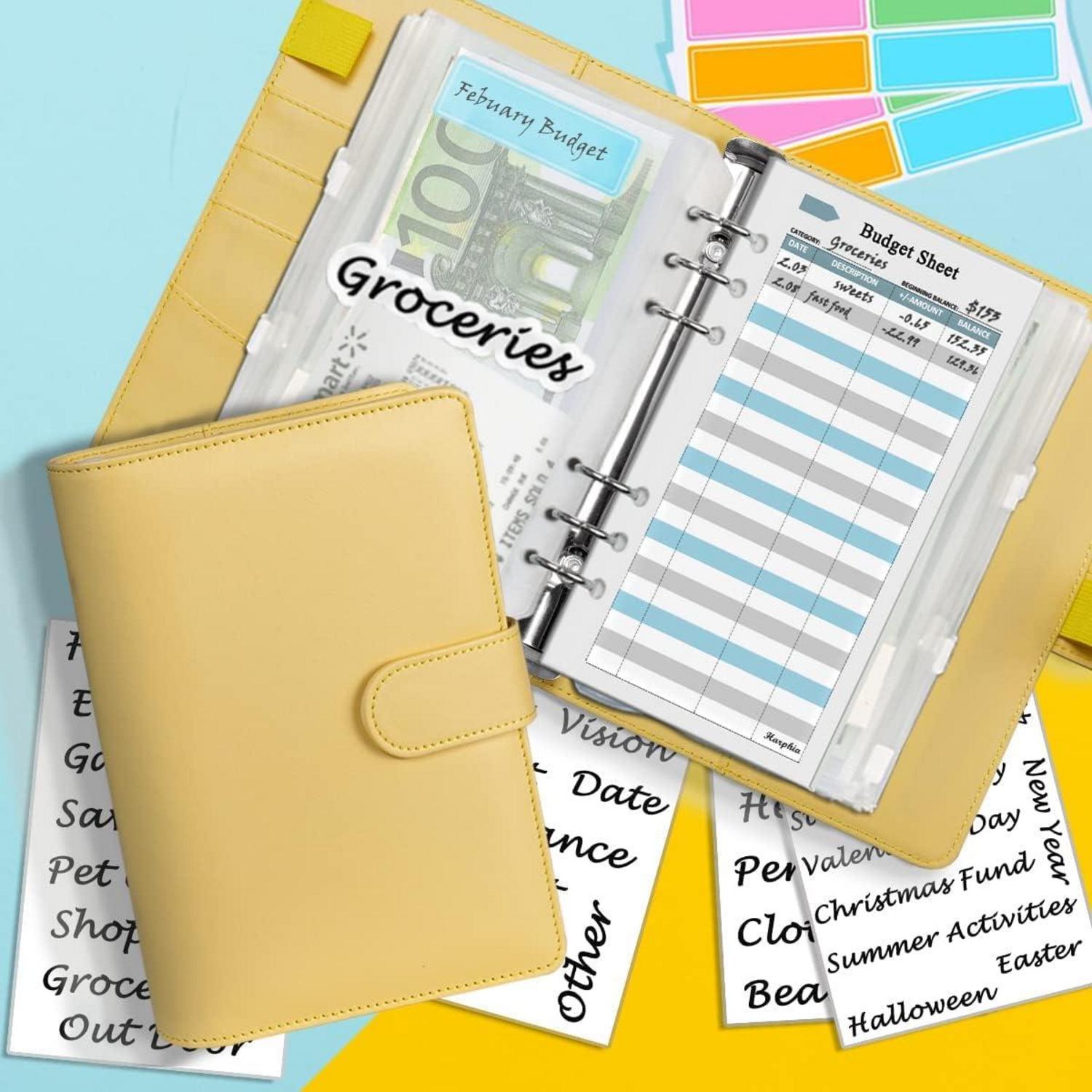 A6 Budgetplaner-Kit Geldumschläge Budgetminen Aufkleber 7,4x5,71 Gelb
