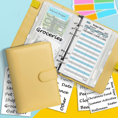 A6 Budgetplaner-Kit Geldumschläge Budgetminen Aufkleber 7,4x5,71 Gelb