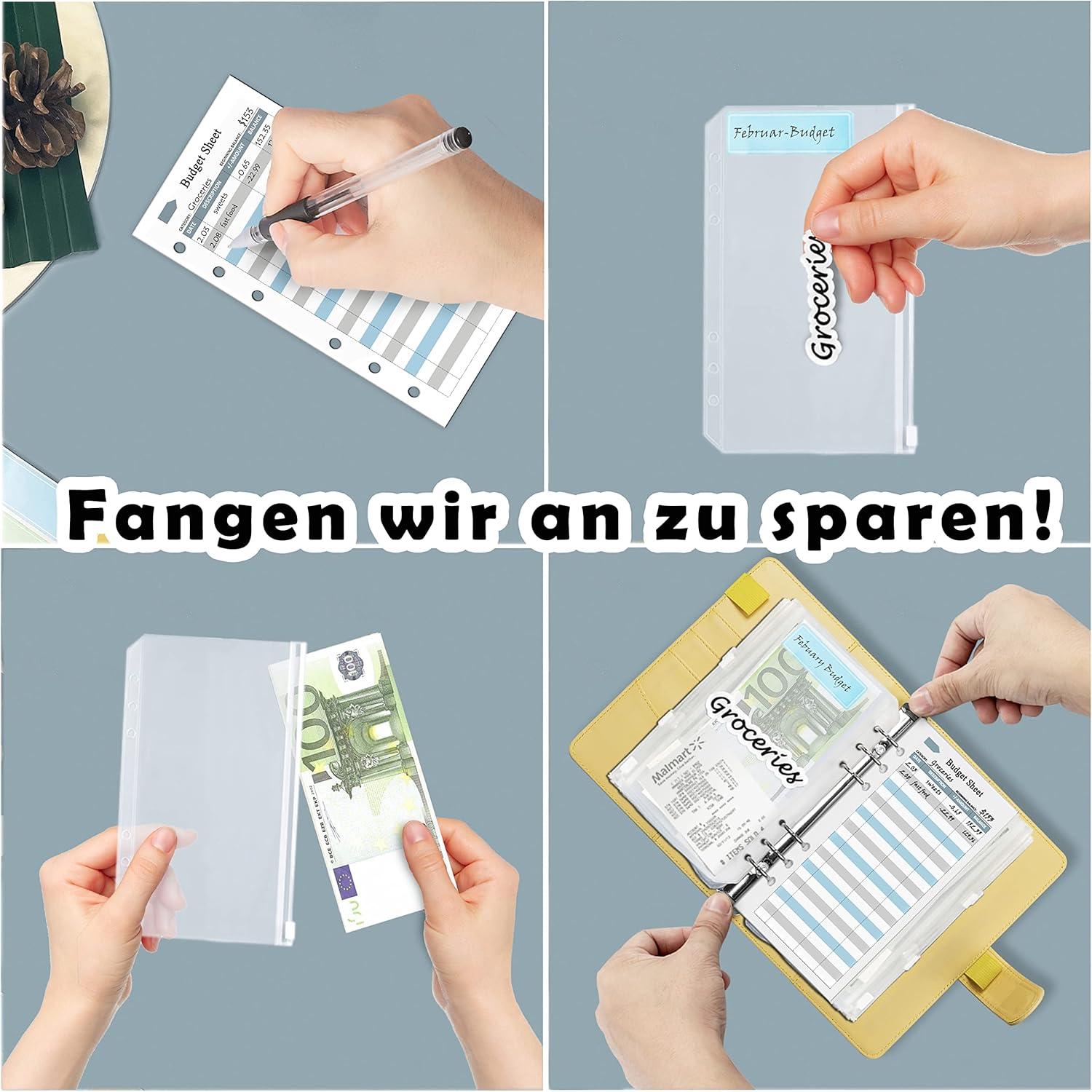 A6 Budgetplaner Sparbuch Geldumschläge Etiketten Gelb 7,4x5,71