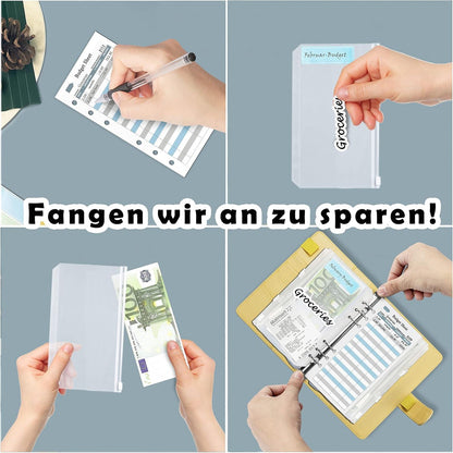 A6 Budgetplaner Sparbuch Geldumschläge Etiketten Gelb 7,4x5,71