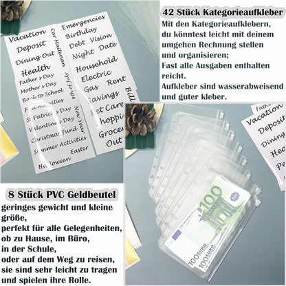 A6 Budgetplaner-Kit Umschlagmethode Sparbuch Geldumschläge