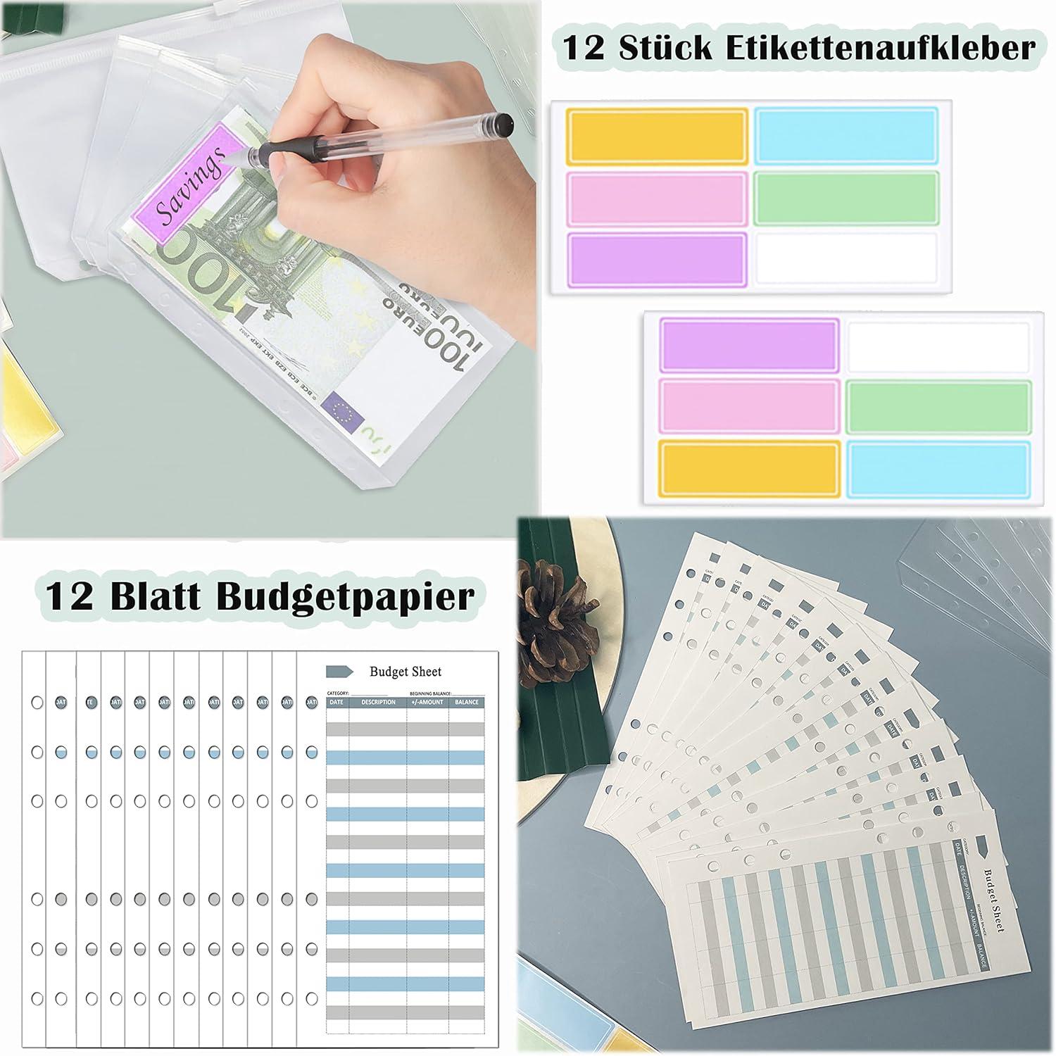 A6 Budgetplaner Sparbuch Geldumschläge Etiketten Gelb 7,4x5,71