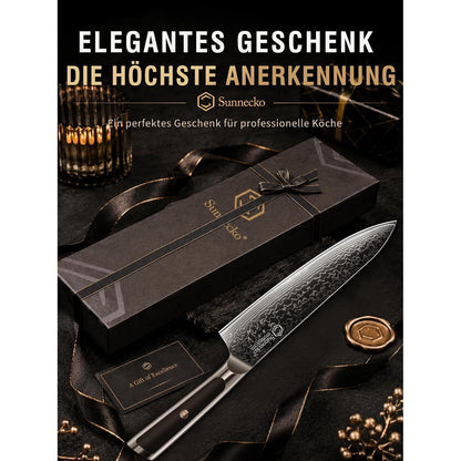 20cm Damast Kochmesser – Scharfes Küchenmesser mit Ergonomischem Griff