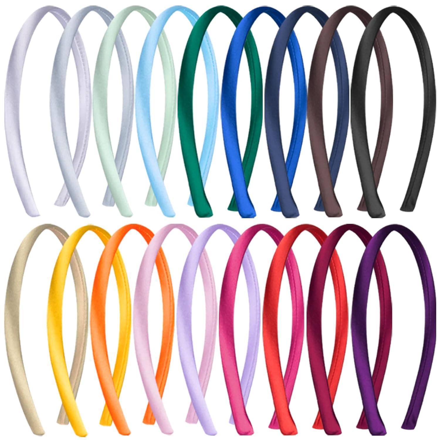 Satin Stirnbänder 18 Stück DIY Haarreifen Rutschfest 1cm - Buntes