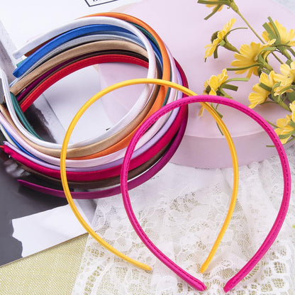 SIQUK 18 Stück Satin Stirnbänder Rutschfestes Haarreifen DIY Buntes Stirnband