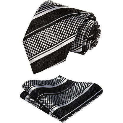 Karo Hochzeit Krawatten- und Einstecktuch-Set für Herren