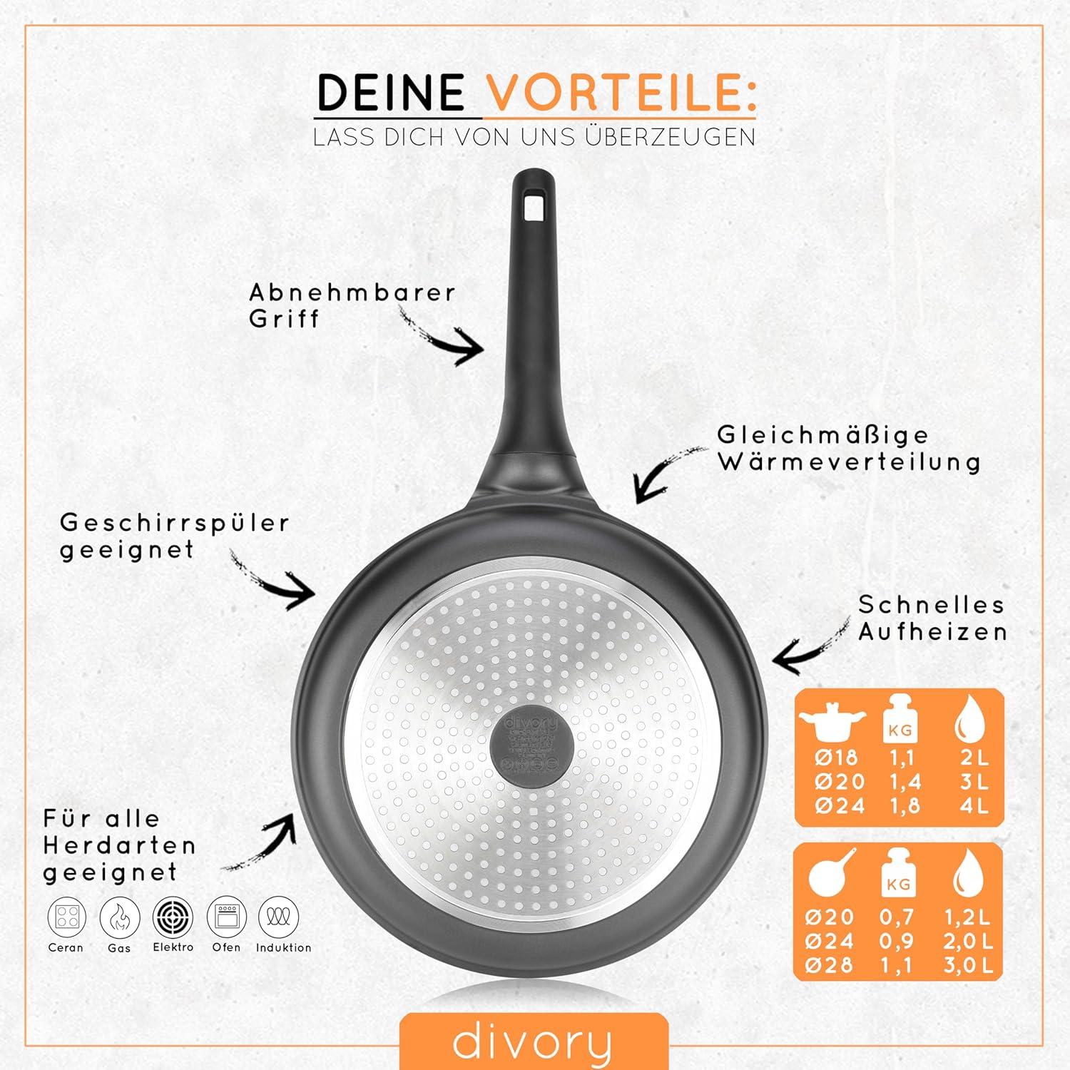 Topfset Pfannenset Induktion 14-teilig beschichtet abnehmbarer Griff