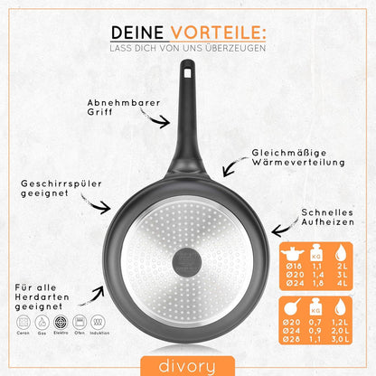 Topfset Pfannenset Induktion 14-teilig beschichtet abnehmbarer Griff