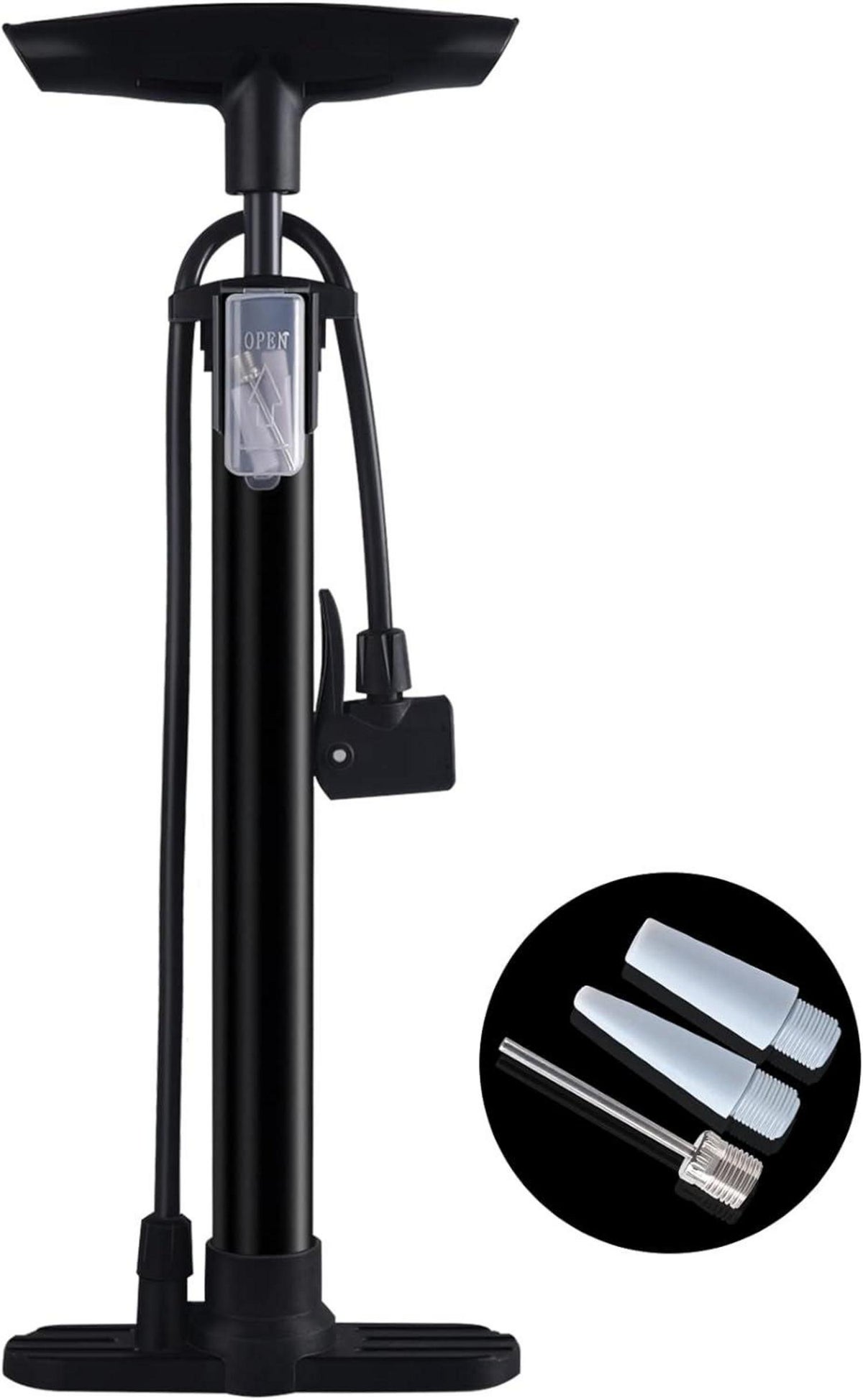Standluftpumpe für Fahrrad Presta Schrader Ventile 160PSI Schwarz