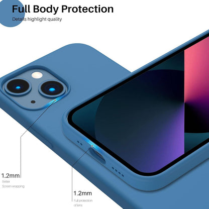 Akronix iPhone 13 Mini Liquid Silikon Hülle Blau 3-Layer Rundumschutz