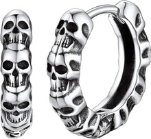 Sterling Silber Totenkopf Ohrstecker Punk Creolen Modeschmuck
