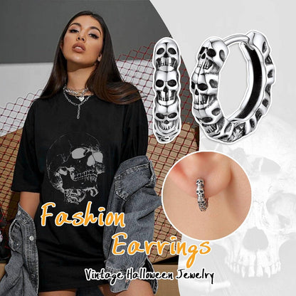 925 Sterling Silber Totenkopf Ohrstecker Punk Small Hoop Creolen Karneval
