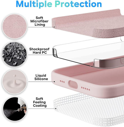 iPhone 13 Hülle Silikon Liquid Soft 3-Layer Rundumschutz Kalkrosa