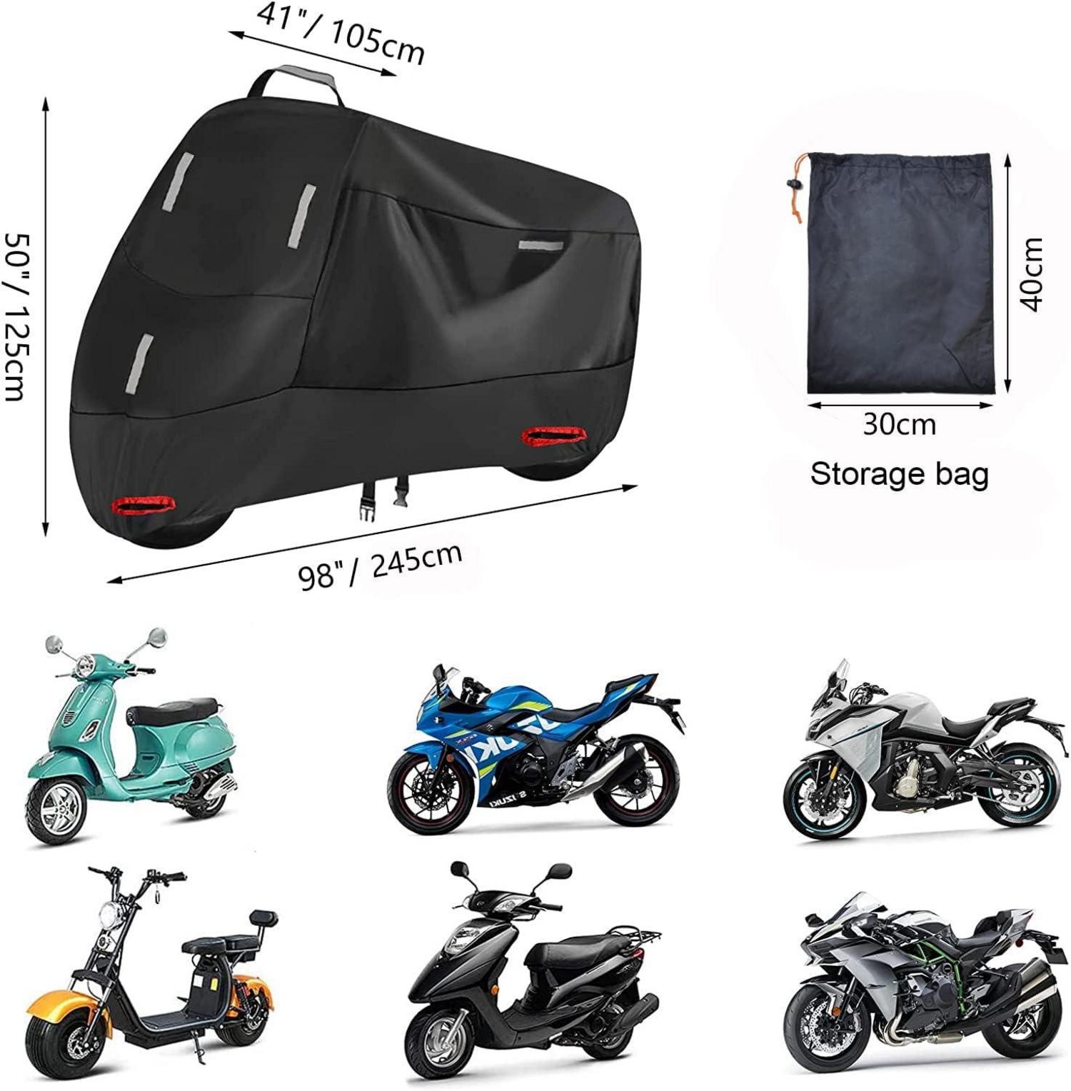 Motorradabdeckung 300D Wasserdicht Outdoor Abdeckplane XXL 245x95x125cm