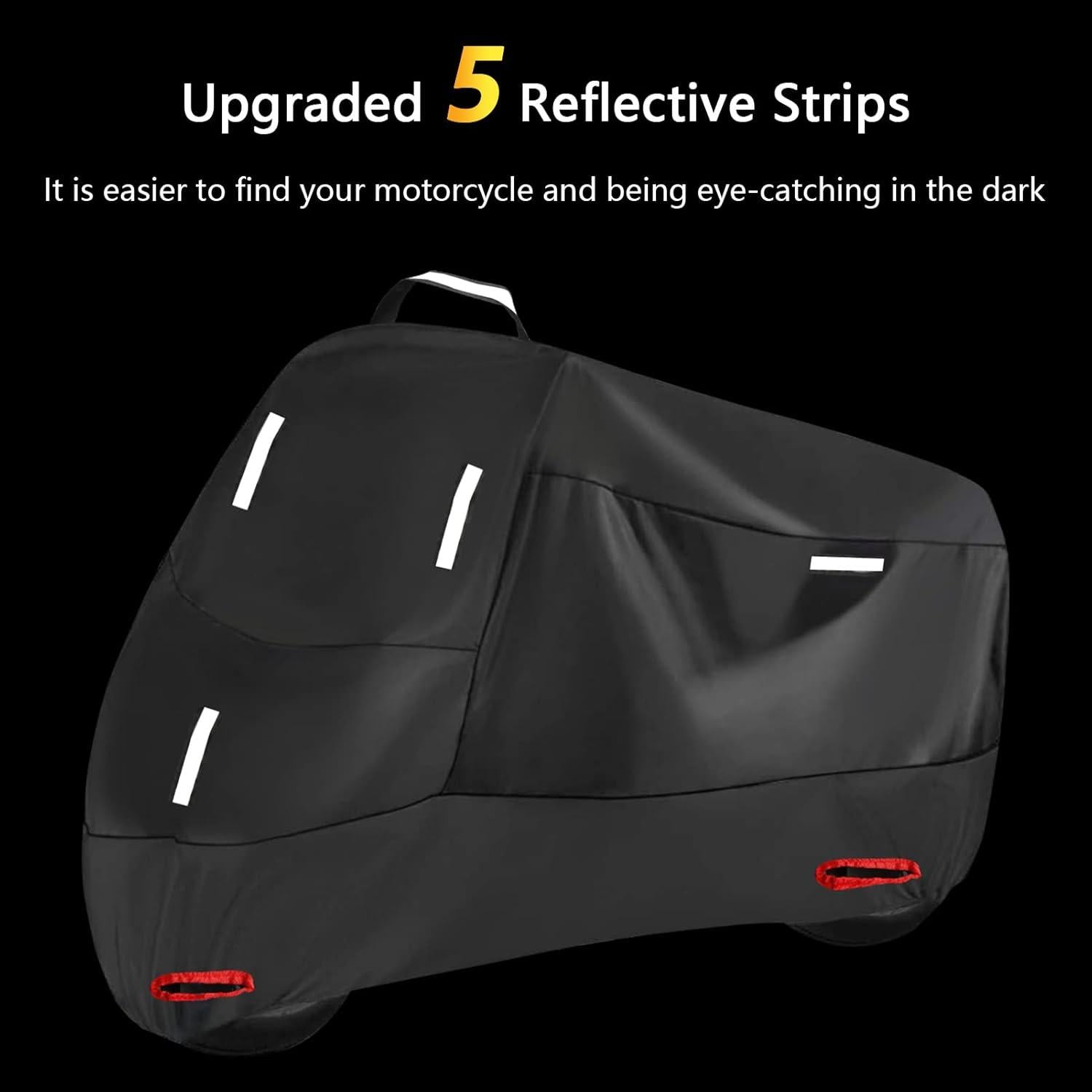 Motorradabdeckung 300D Wasserdicht Outdoor Abdeckplane XXXL Schwarz Silber