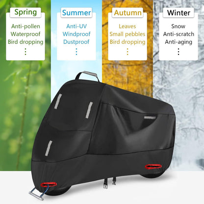 Motorradabdeckung 300D Wasserdicht Schutzhülle XXXL Silber Schwarz 265x105x125cm