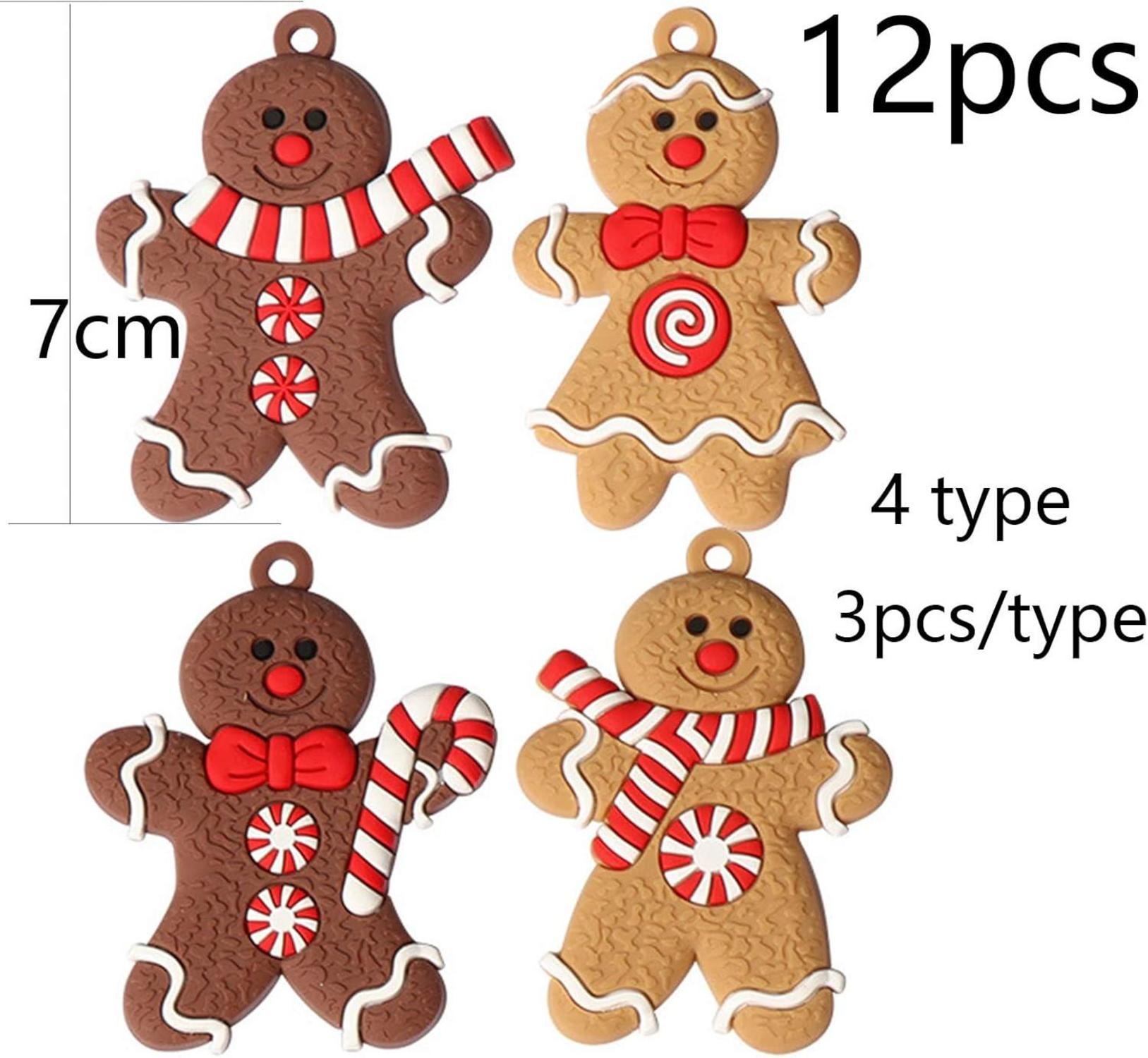 Lebkuchenmann Anhänger 12pcs Weihnachtsbaumschmuck Figuren